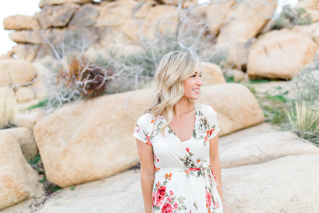 Joshua Tree Engagement Session | What to Wear for Pictures | Southern California Wedding Photographer | Mastin Labs Fuji Film | Fine Art Photographer | Desert Shoot | Dress for her florals.jpg