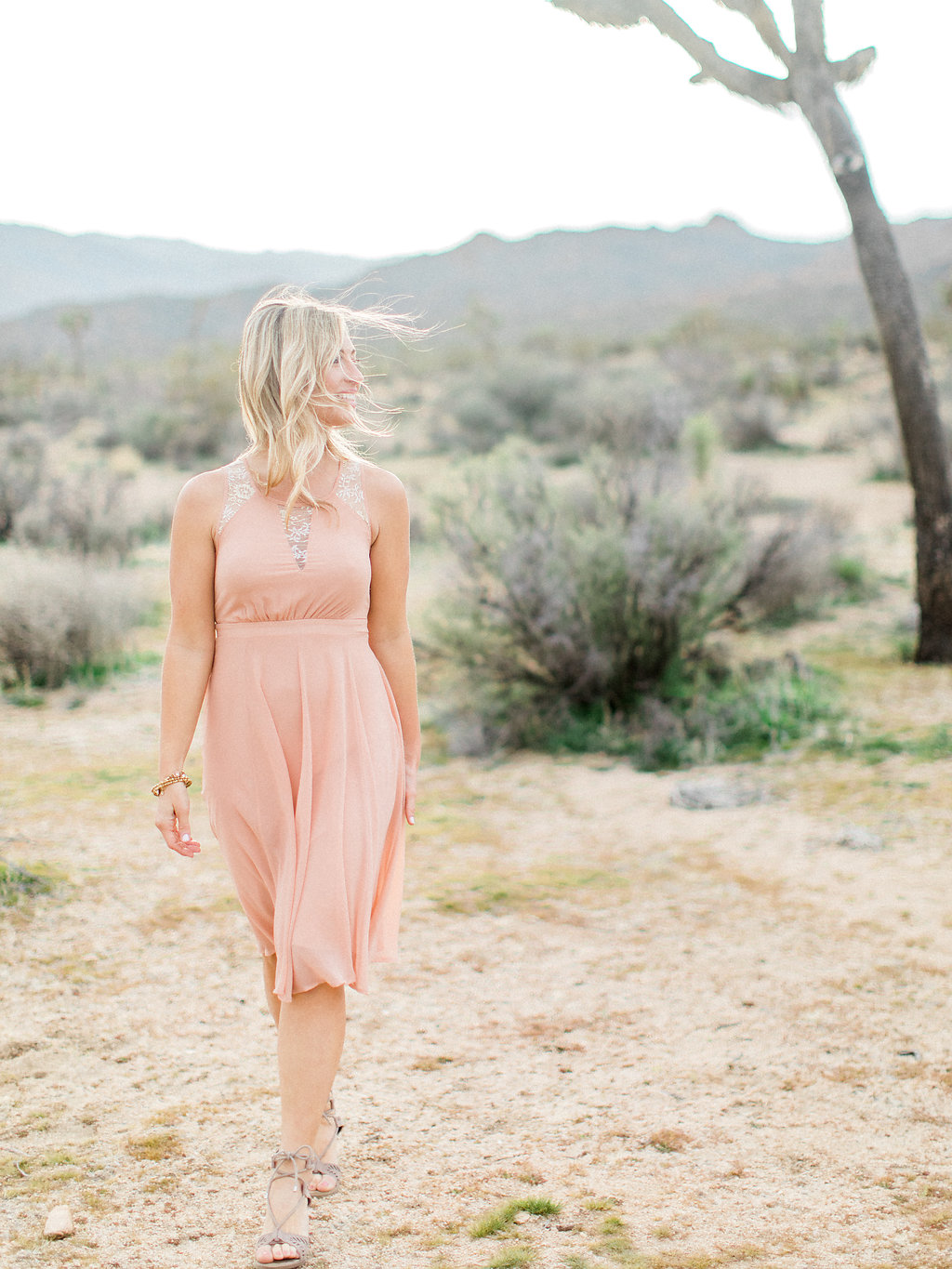 Joshua Tree Engagement Session | What to Wear for Pictures | Southern California Wedding Photographer | Mastin Labs Fuji Film | Fine Art Photographer | Desert Shoot | What to Wear | Peach Dress.jpg