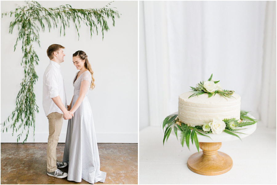 Studio Inspired Styled Shoot | Vintage Grey Inspired Shoot | VSCO | Rent The Runway | Wedding Bouquet with Mint | | Emma Rose Company | Pacific Northwest | Fern Wedding Cake.jpg