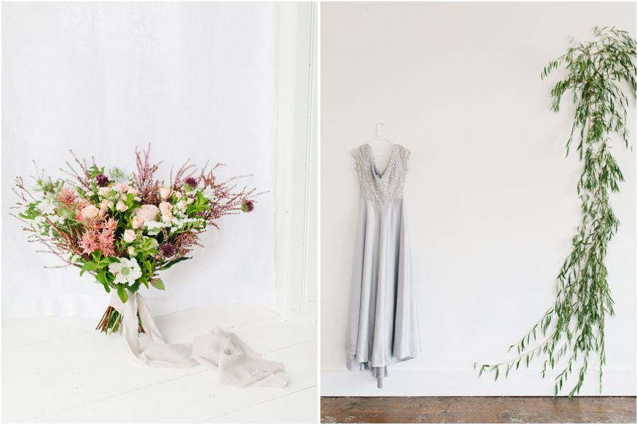 White Studio Inspired Styled Shoot | Emma Rose Company | Vintage Grey Inspired Shoot | VSCO | Rent The Runway | Wedding Bouquet with Mint.jpg