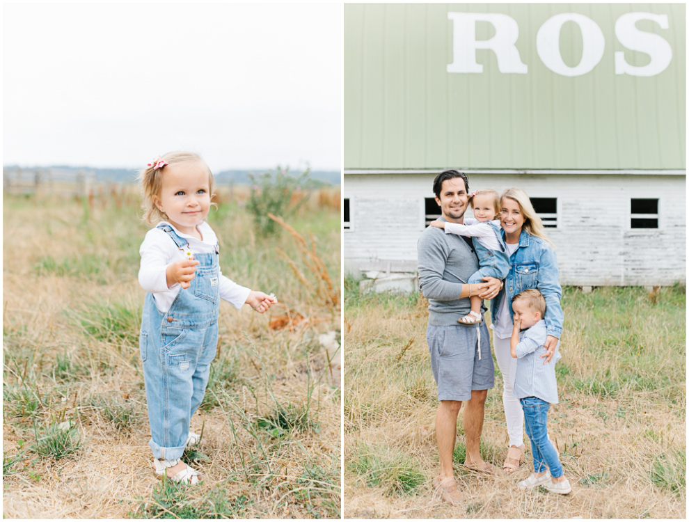 Rose Ranch Family Photo Session | Monika Hibbs Family Session in South Bend, Washington | What to Wear for Family Pictures | Pacific Northwest Family Session with Emma Rose Company | Cute Baby Girl in Overalls.jpg