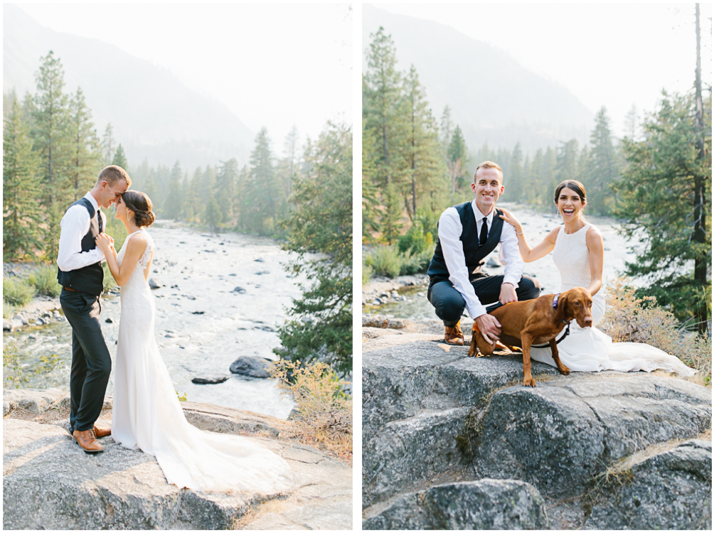 Grey and White Wedding in the Mountains of Leavenworth, Washington | Sleeping Lady | Classic and Timeless Wedding | VSCO | Bride and Groom Portraits on a Rock.jpg