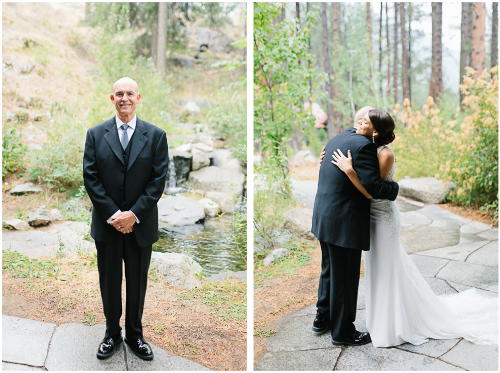 Grey and White Wedding in the Mountains of Leavenworth, Washington | Sleeping Lady | Classic and Timeless Wedding | VSCO | Father Daughter First Look Photo.jpg