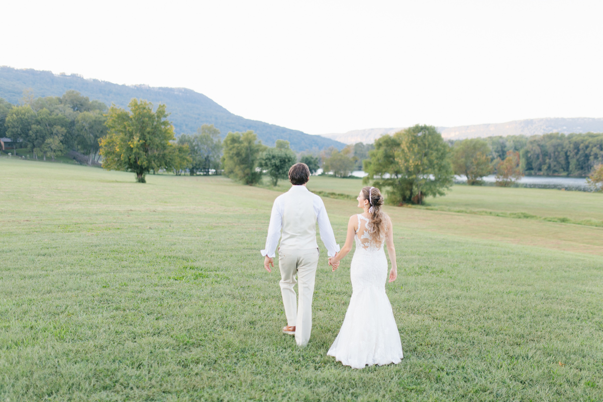 Southern Wedding | Bride and Groom Sunset Portraits by the River | Green field sunset portraits |Tennessee River Place Wedding Chattanooga TN | Emma Rose Company | Wedding in the South | VSCO | Southern Bride-1.jpg