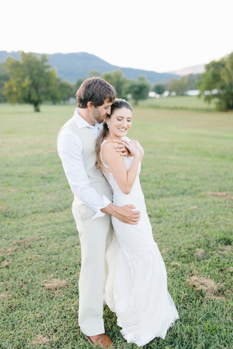 Southern Wedding | Bride and Groom Sunset Portraits by the River | Green field sunset portraits |Tennessee River Place Wedding Chattanooga TN | Emma Rose Company | Wedding in the South | VSCO | Southern Bride-3.jpg