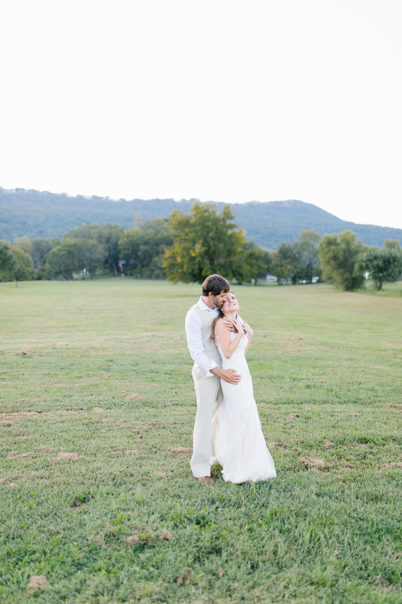 Southern Wedding | Bride and Groom Sunset Portraits by the River | Green field sunset portraits |Tennessee River Place Wedding Chattanooga TN | Emma Rose Company | Wedding in the South | VSCO | Southern Bride-4.jpg