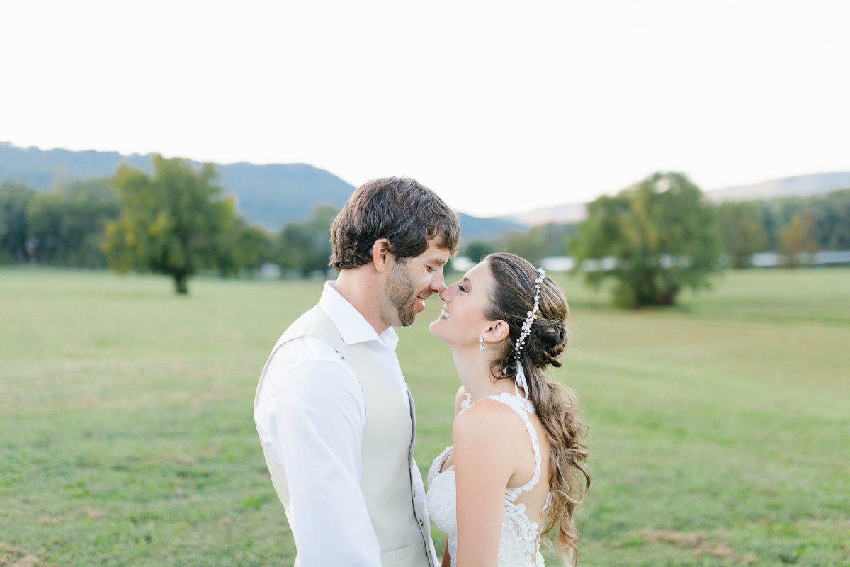 Southern Wedding | Bride and Groom Sunset Portraits by the River | Green field sunset portraits |Tennessee River Place Wedding Chattanooga TN | Emma Rose Company | Wedding in the South | VSCO | Southern Bride-5.jpg