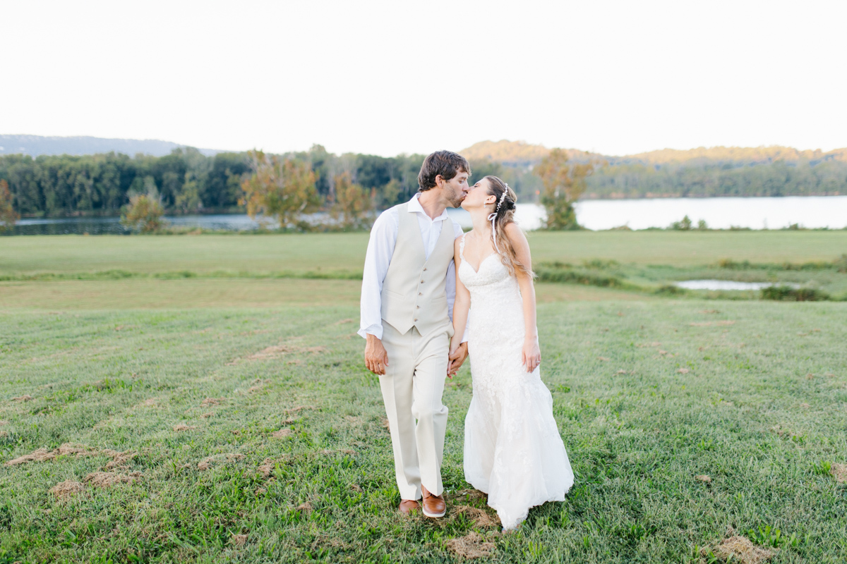 Southern Wedding | Bride and Groom Sunset Portraits by the River | Green field sunset portraits |Tennessee River Place Wedding Chattanooga TN | Emma Rose Company | Wedding in the South | VSCO | Southern Bride-9.jpg