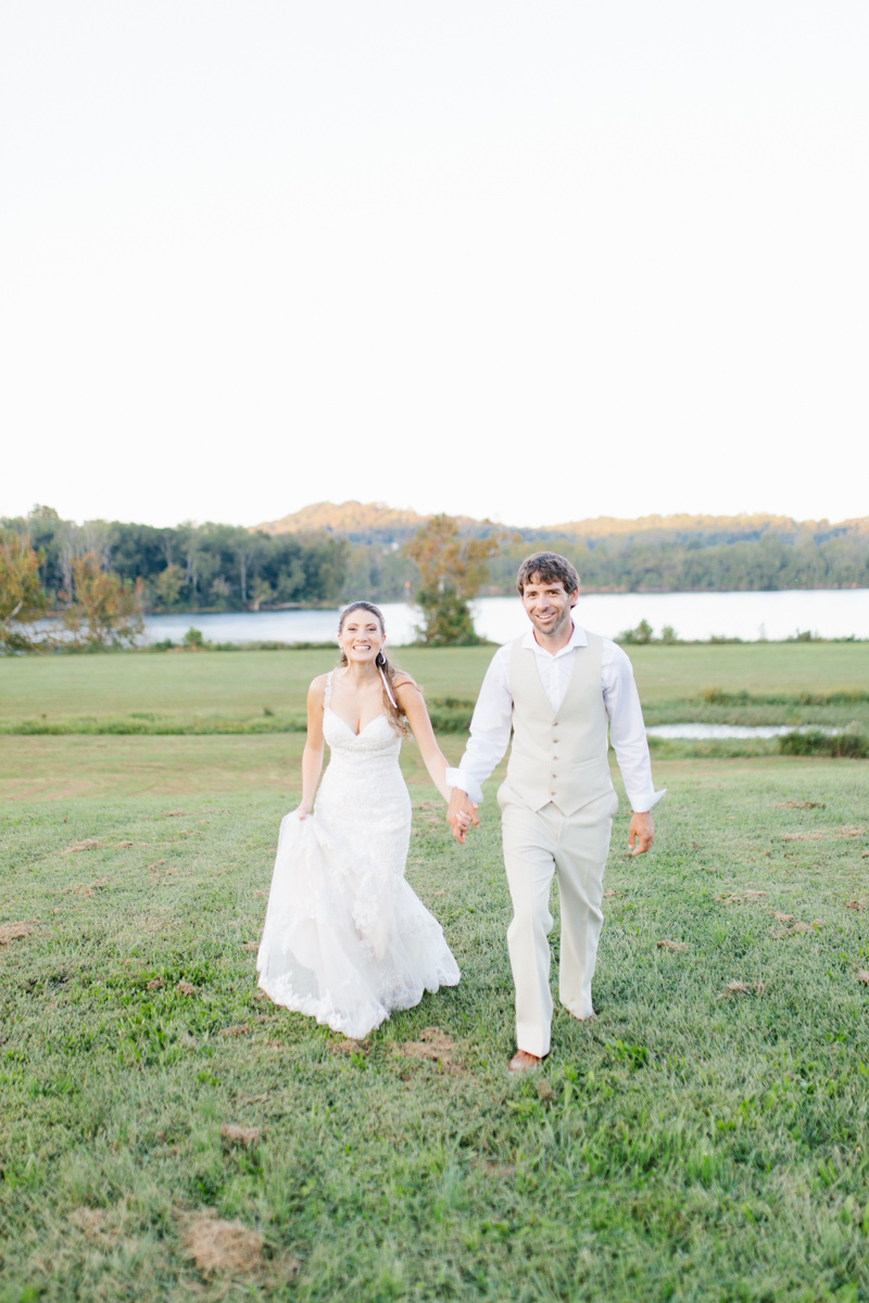 Southern Wedding | Bride and Groom Sunset Portraits by the River | Green field sunset portraits |Tennessee River Place Wedding Chattanooga TN | Emma Rose Company | Wedding in the South | VSCO | Southern Bride-10.jpg