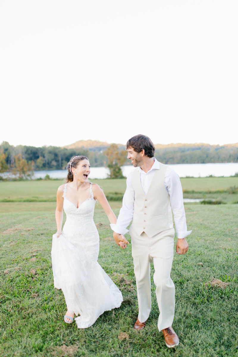 Southern Wedding | Bride and Groom Sunset Portraits by the River | Green field sunset portraits |Tennessee River Place Wedding Chattanooga TN | Emma Rose Company | Wedding in the South | VSCO | Southern Bride-11.jpg