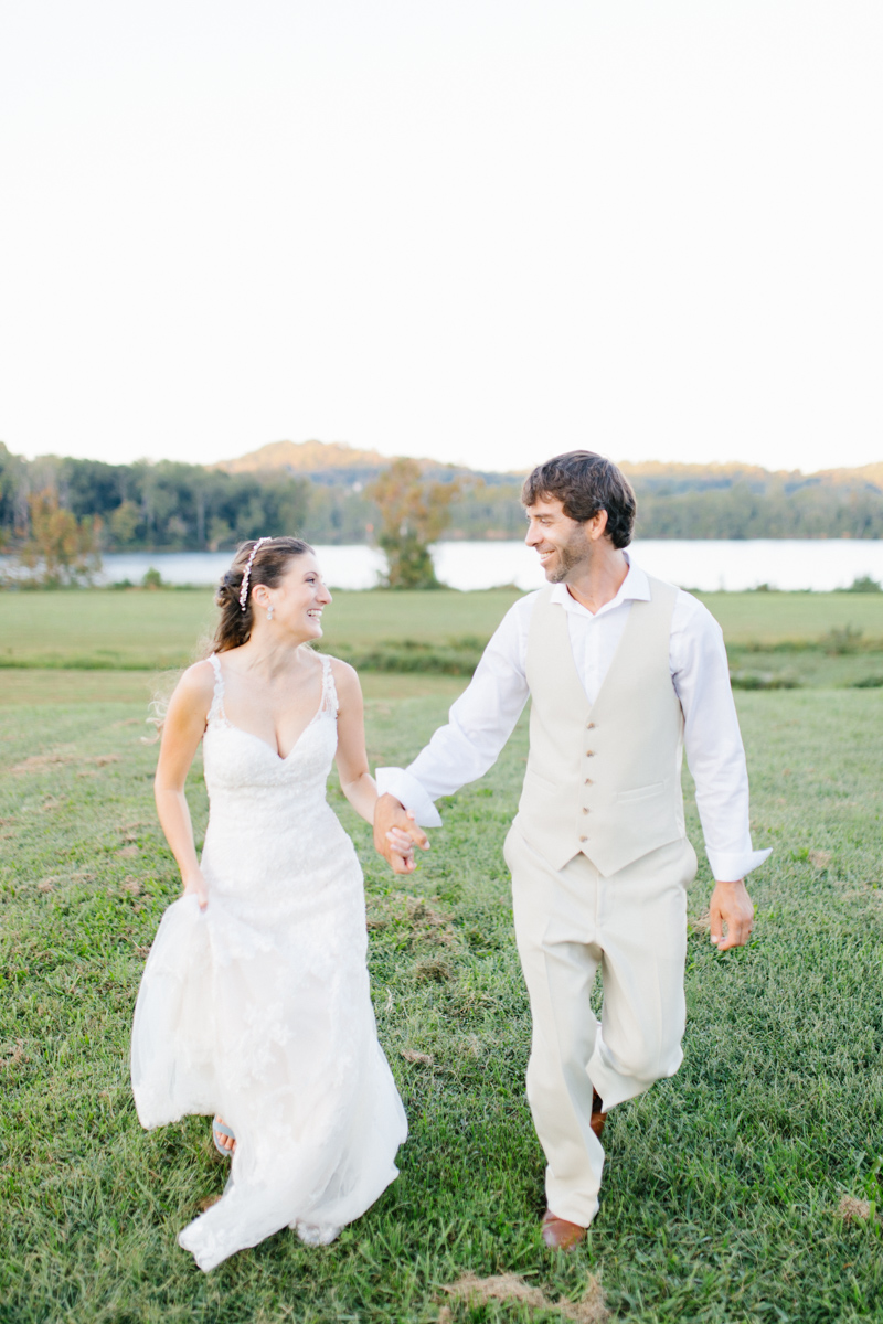 Southern Wedding | Bride and Groom Sunset Portraits by the River | Green field sunset portraits |Tennessee River Place Wedding Chattanooga TN | Emma Rose Company | Wedding in the South | VSCO | Southern Bride-12.jpg