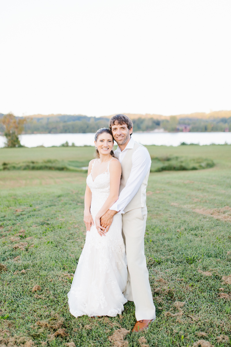 Southern Wedding | Bride and Groom Sunset Portraits by the River | Green field sunset portraits |Tennessee River Place Wedding Chattanooga TN | Emma Rose Company | Wedding in the South | VSCO | Southern Bride-15.jpg