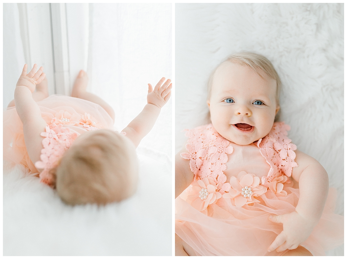 The Sweetest Six Month Old Studio Session | Emma Rose Company | Seattle Lifestyle Photographer Smiling Baby Photo Session Peach Dress.jpg