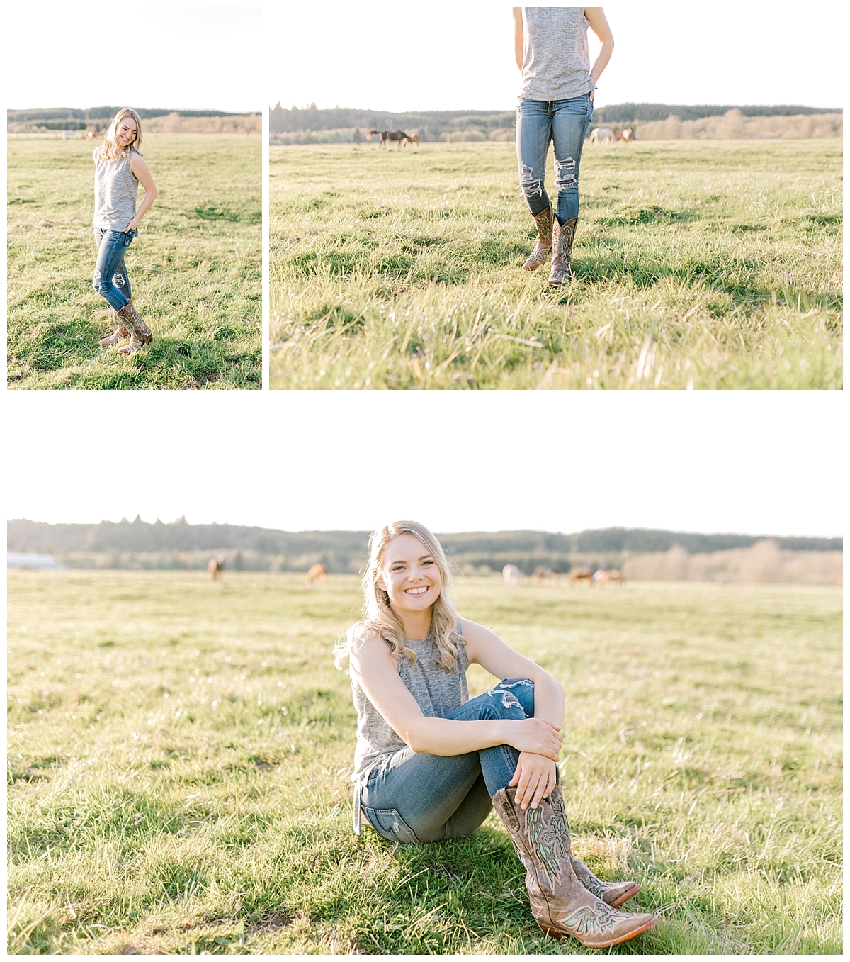 Sunset Senior Session with Horse | Senior Session Inspiration Session | Horse Photo Session | Pacific Northwest Light and Airy Wedding and Portrait Photographer | Emma Rose Company | Kindred Presets Senior Posing.jpg
