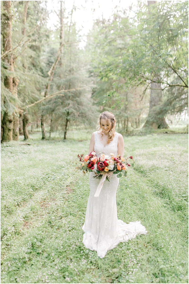 Pacific Northwest Elopement on Rose Ranch | Emma Rose Company Seattle and Portland Wedding Photographer | Engaged | Lace Wedding Gown | Peonie and ranunculus bouquet-5.jpg