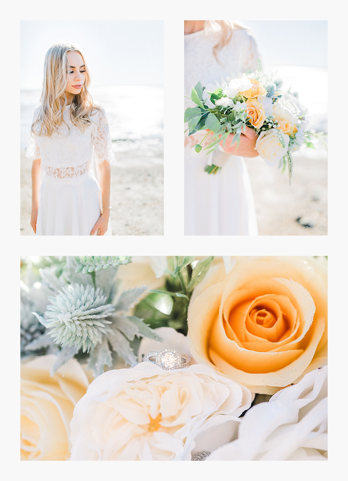 Styled bridal portraits on the beach in simple lace wedding skirt and lace top with Emma Rose Company.  Yellow and ivory inspired bridal shoot in the Pacific Northwest._0000.jpg