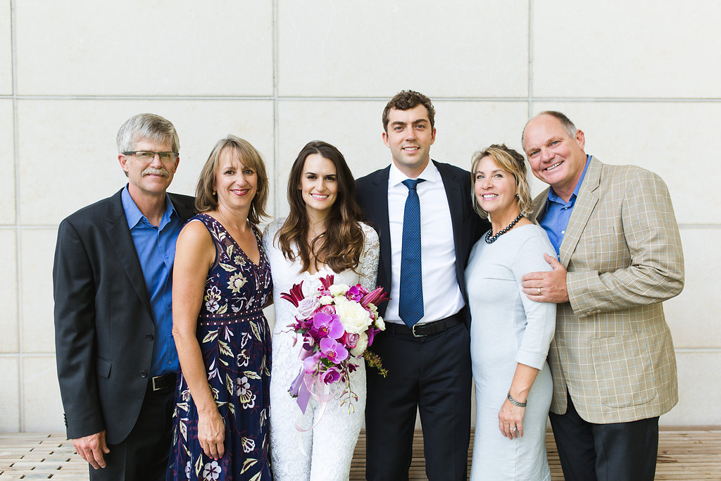 Seattle Courthouse Wedding | Seattle Municipal Court | Downtown Seattle Wedding | Intimate Elopement wedding | Beautiful Purple Bouquet | White Wedding Jumpsuit