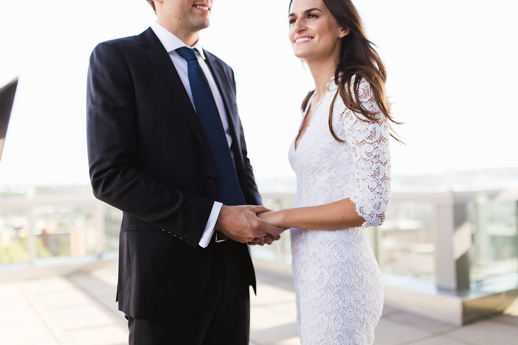 Seattle Courthouse Wedding | Seattle Municipal Court | Downtown Seattle Wedding | Intimate Elopement wedding | Beautiful Purple Bouquet | White Wedding Jumpsuit