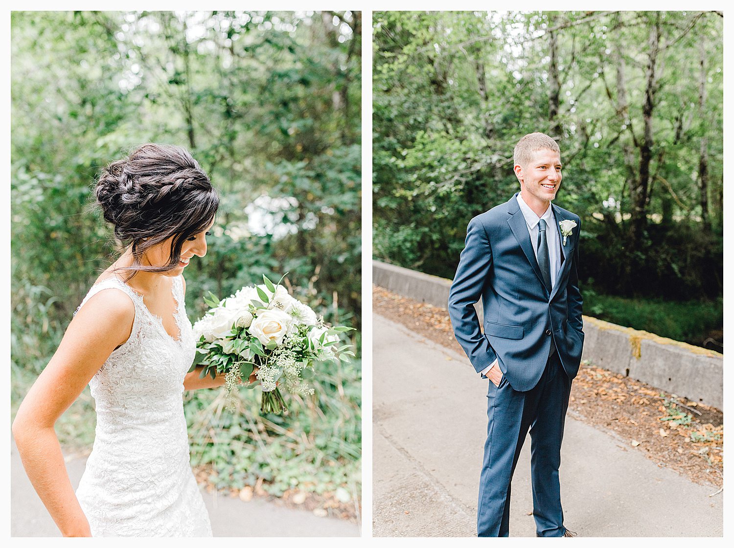 This beautiful lush green Pacific Northwest intimate wedding was a dream, photographed by Emma Rose Company.  From the gorgeous florals by Rhodesia Floral to the succulents and cute wood signs throughout, you will feel inspired._0016.jpg