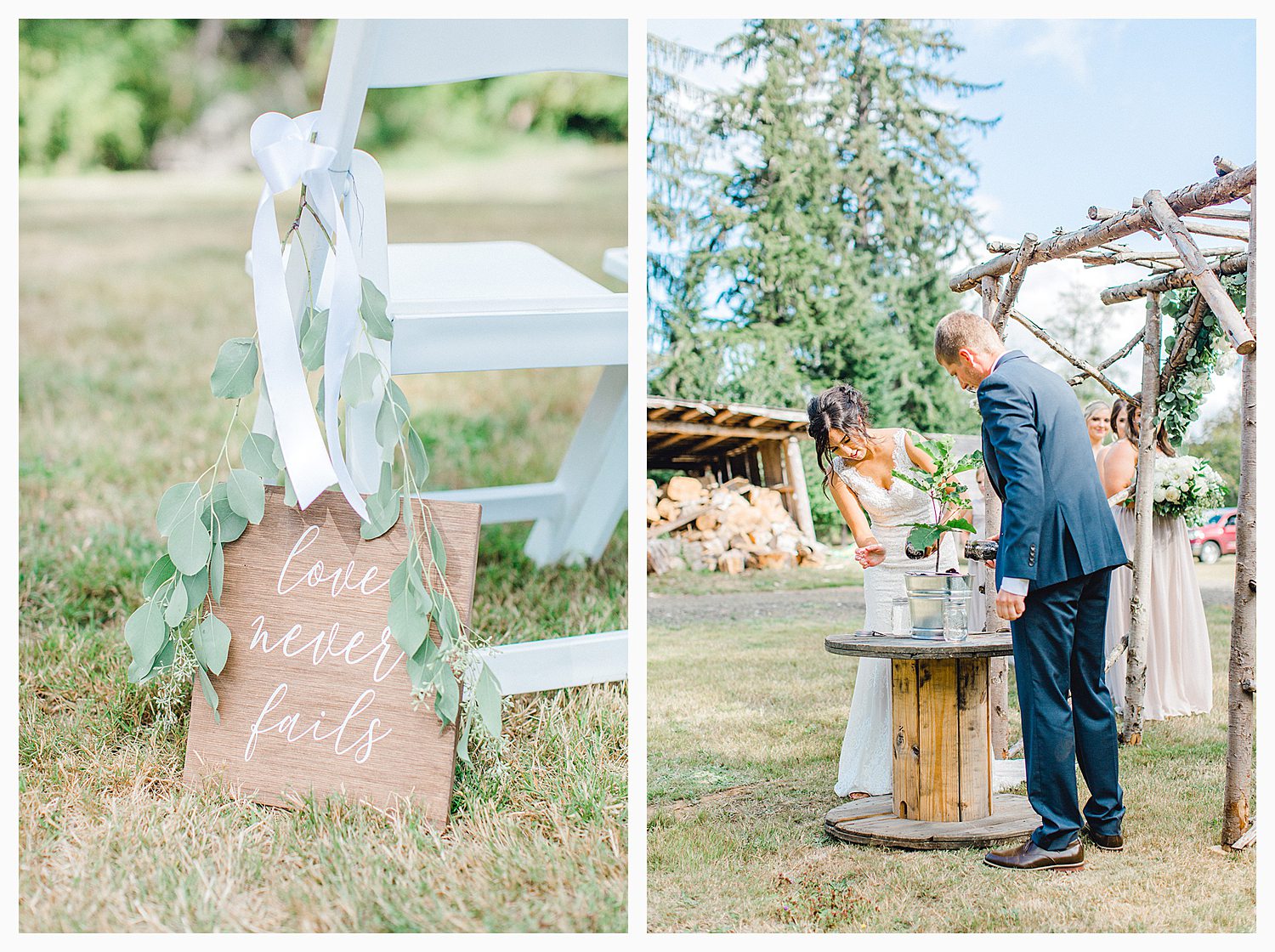 This beautiful lush green Pacific Northwest intimate wedding was a dream, photographed by Emma Rose Company.  From the gorgeous florals by Rhodesia Floral to the succulents and cute wood signs throughout, you will feel inspired._0047.jpg