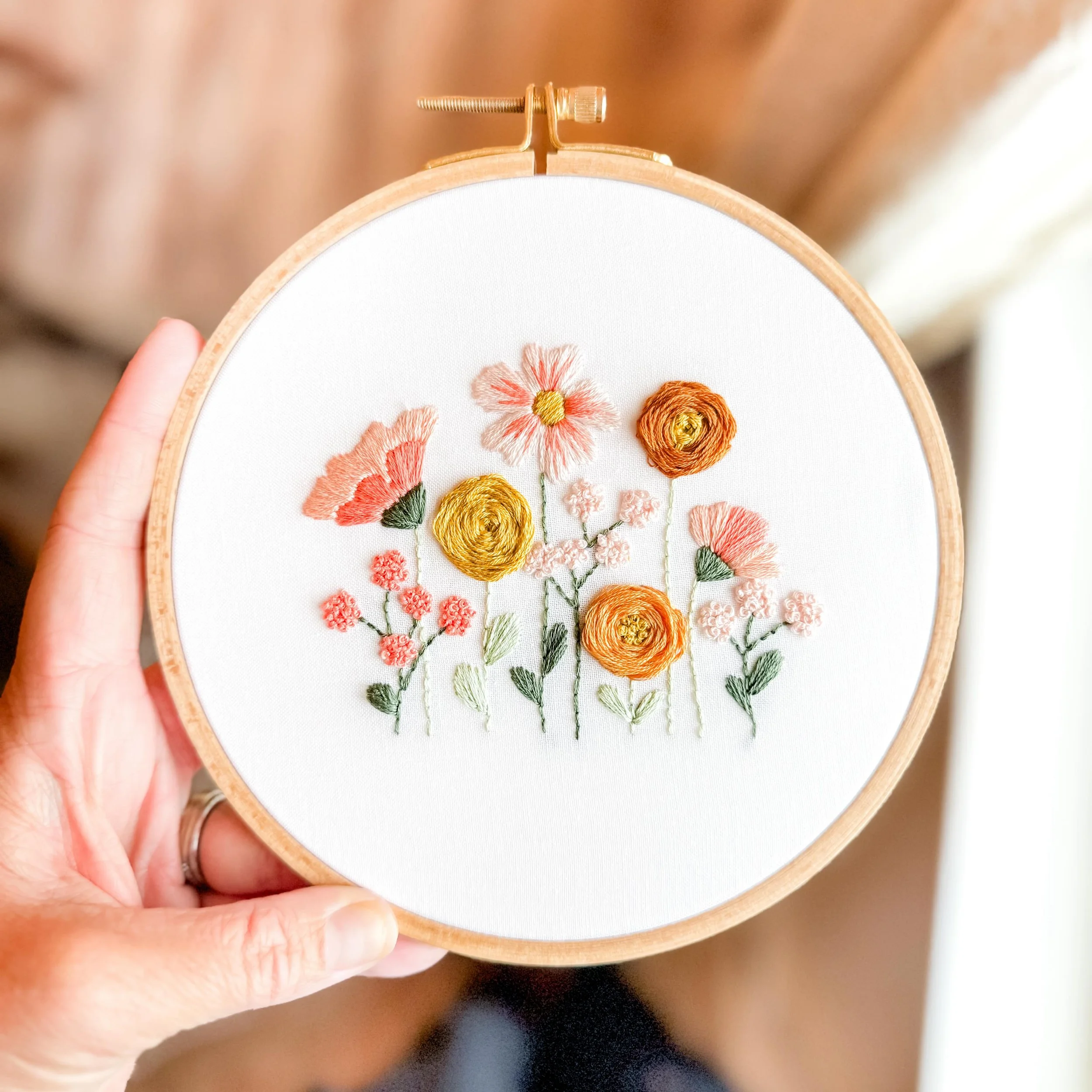 Today I finished my first ever embroidery with a kit from @cleverpoppy - I&rsquo;m officially hooked and cannot wait to do more! 🙌🏼🪡🌸 #embroidery