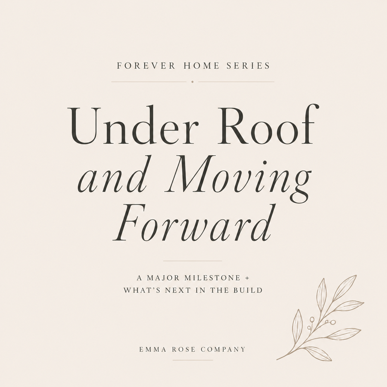 Forever Home Series: Under Roof and Moving Forward