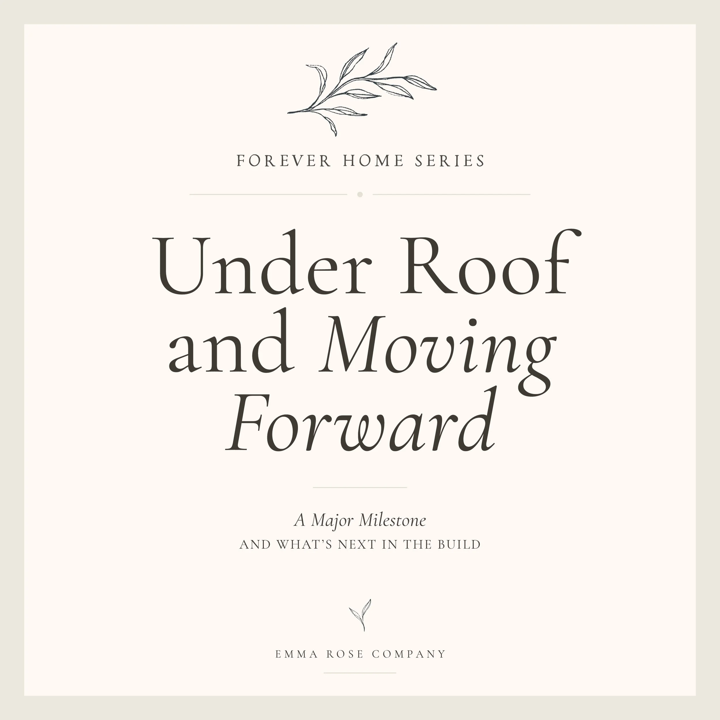 Forever Home Series: Under Roof and Moving Forward