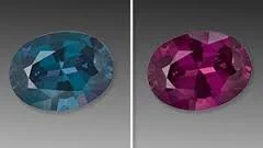 Alexandrite changes color depending if it is viewed in natural or artificial light