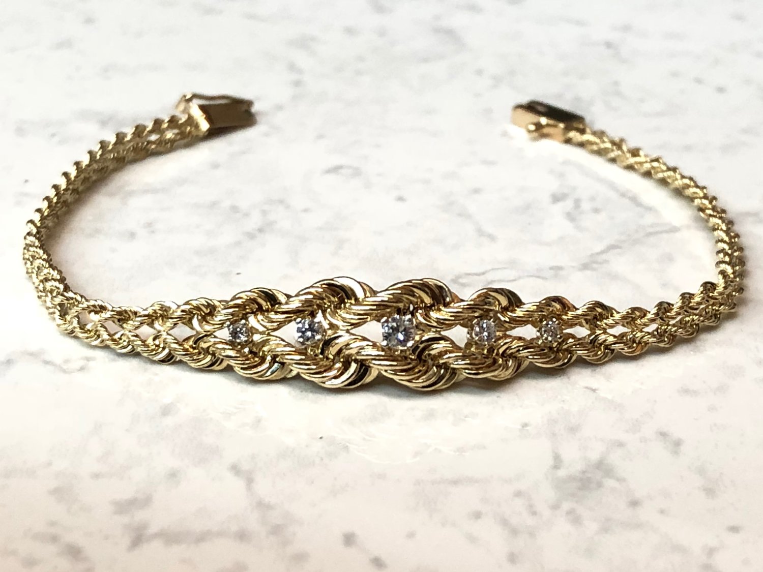 Diamond and Double-Rope Gold Bracelet — Wooldridge Jewelers
