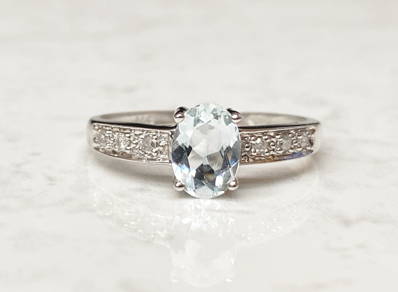 Aquamarine Ring with Diamond Accents — Wooldridge Jewelers
