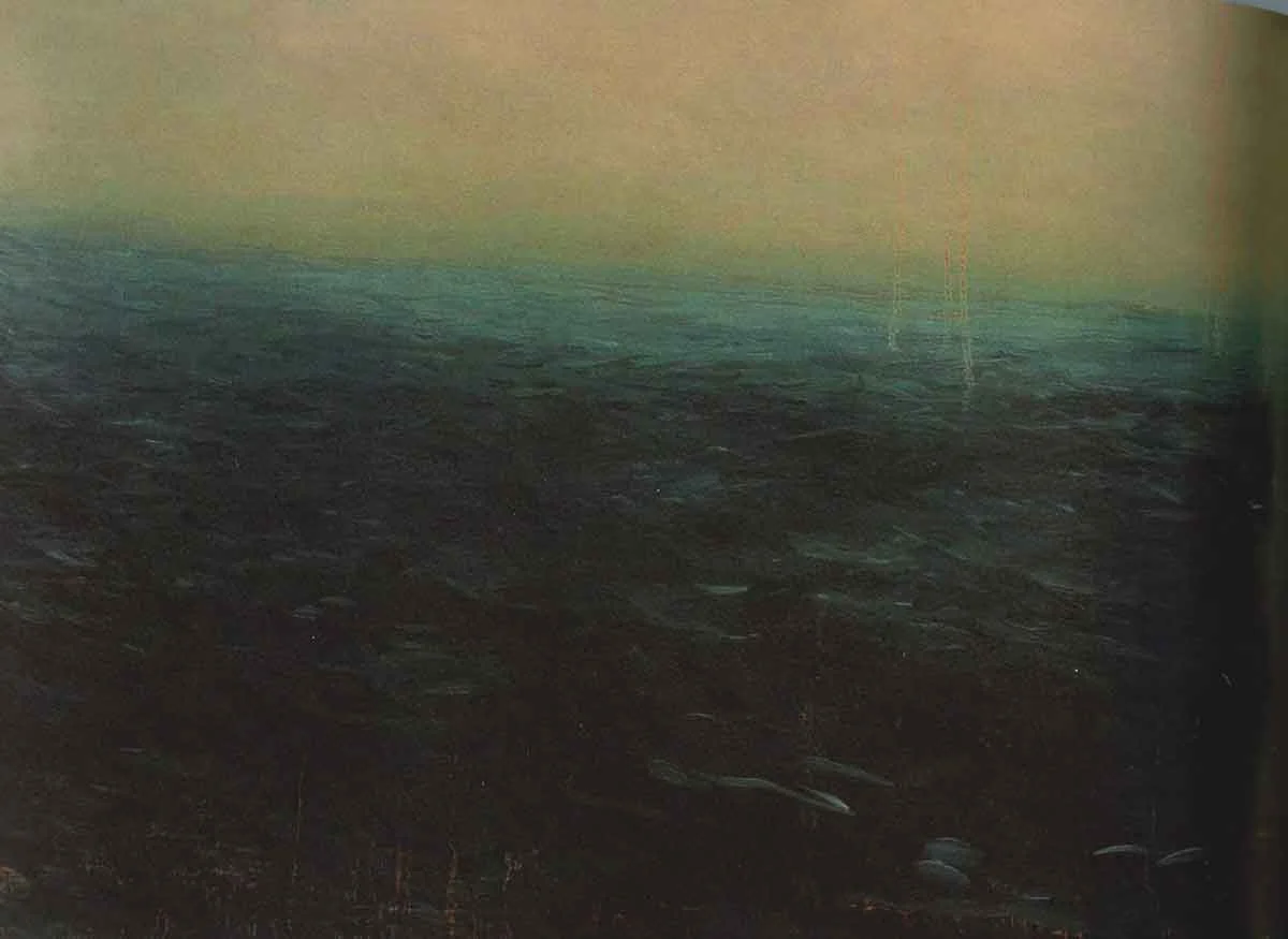 Untitled (sydney), 2008 (oil on paper, 22 x 40 inches)