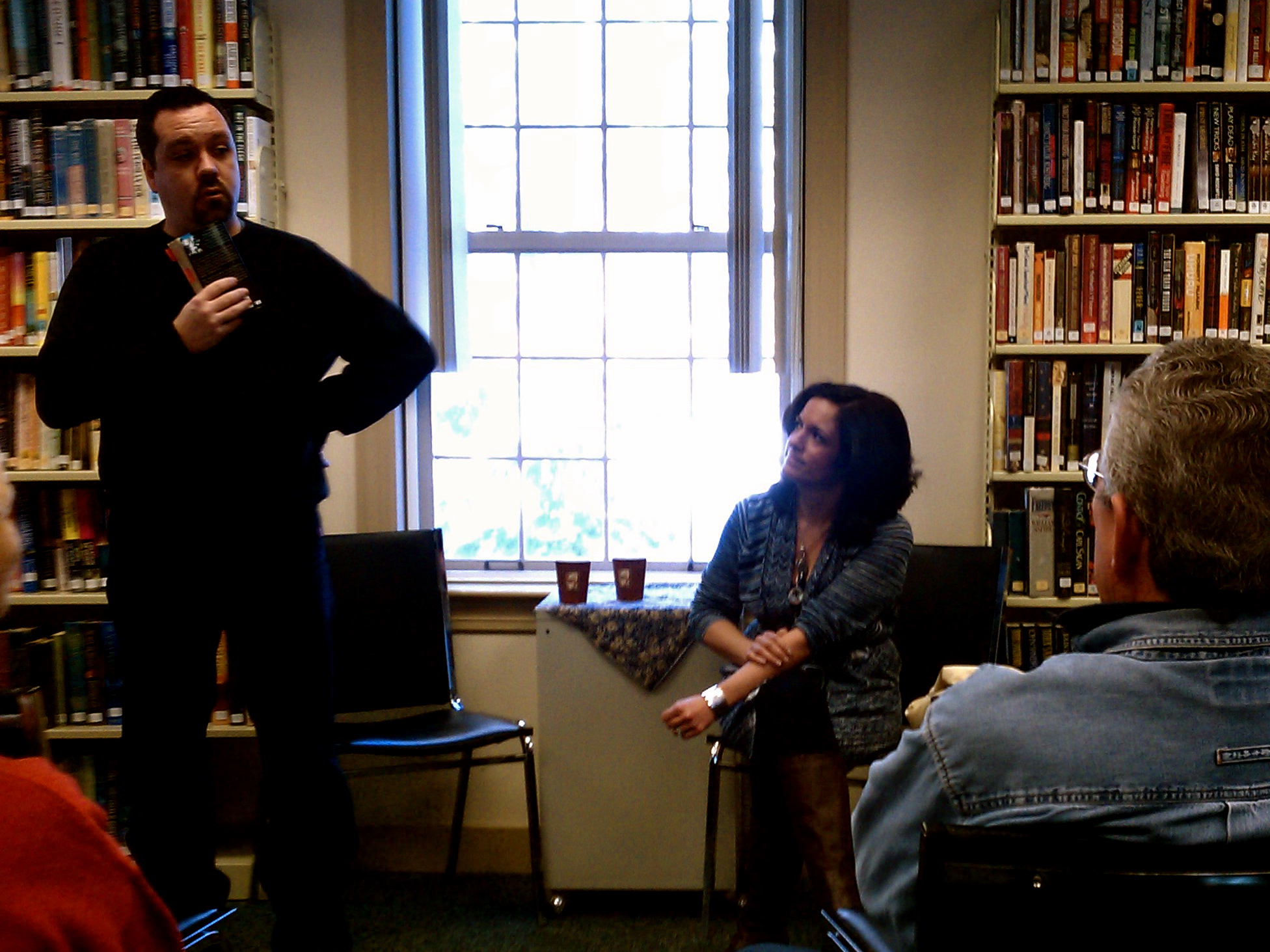  Kevin and Rebecca hold a book discussion at the library in Tuftonboro, NH. Library crowds have some of the best questions. 