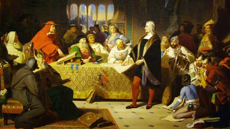 Columbus Before the Council of Salamanca -- by William Henry Powell (1847)