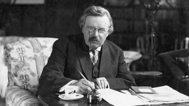G.K. Chesterton at work (c. 1900) - Wikimedia Commons (Public Domain)