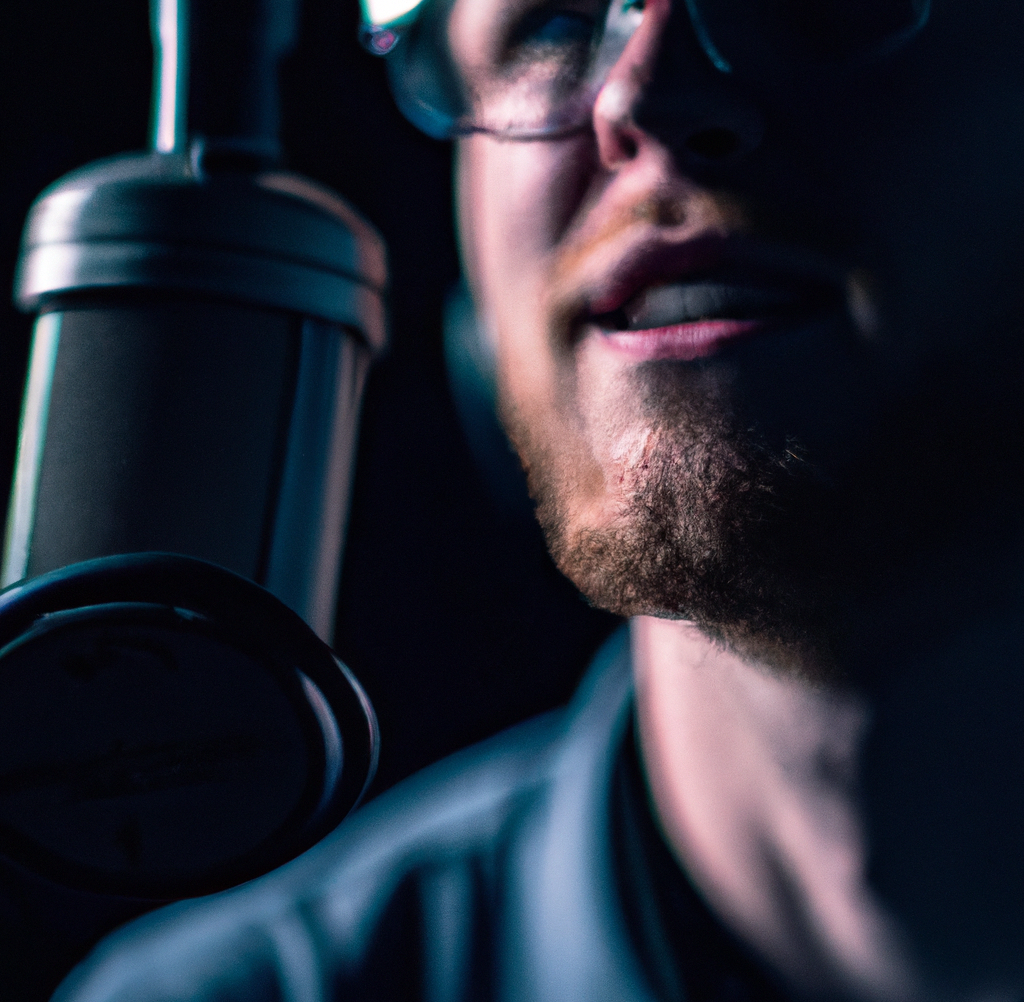 DALL·E 2023-06-21 19.30.55 - A moody photograph of a radio host at the microphone .png