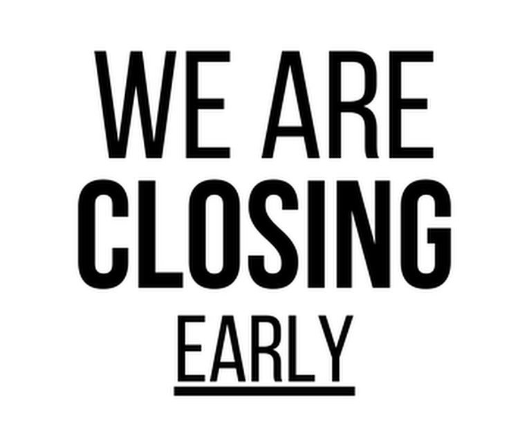 We are closing early today! Regular business hours tomorrow Sunday May 12 12p-5p

Happy Saturday!