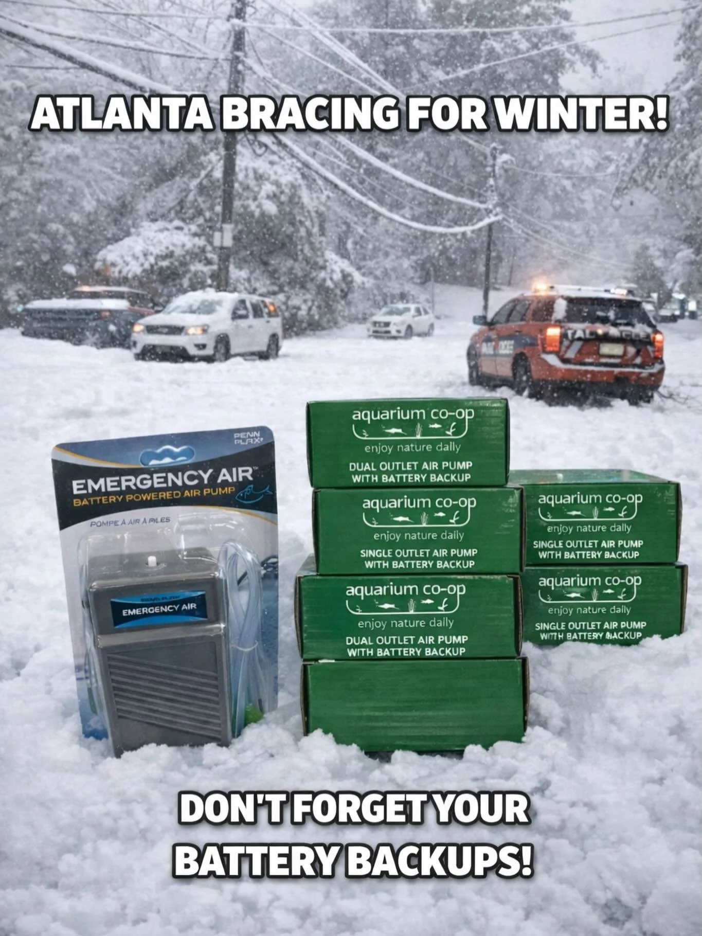 Always a good idea to have a few battery backups on hand just in case!! #southernaquaticslfs #localfishstore #snowmageddon #fishtank #aquarium