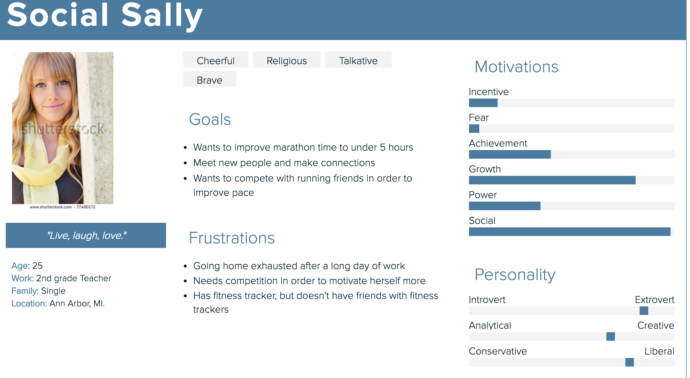  Persona 2 (Wellness/Fitness):     This persona is based off of those individuals within the forums that wished to make connections with new people, or had questions or suggestions on finding people they already know.&nbsp;  