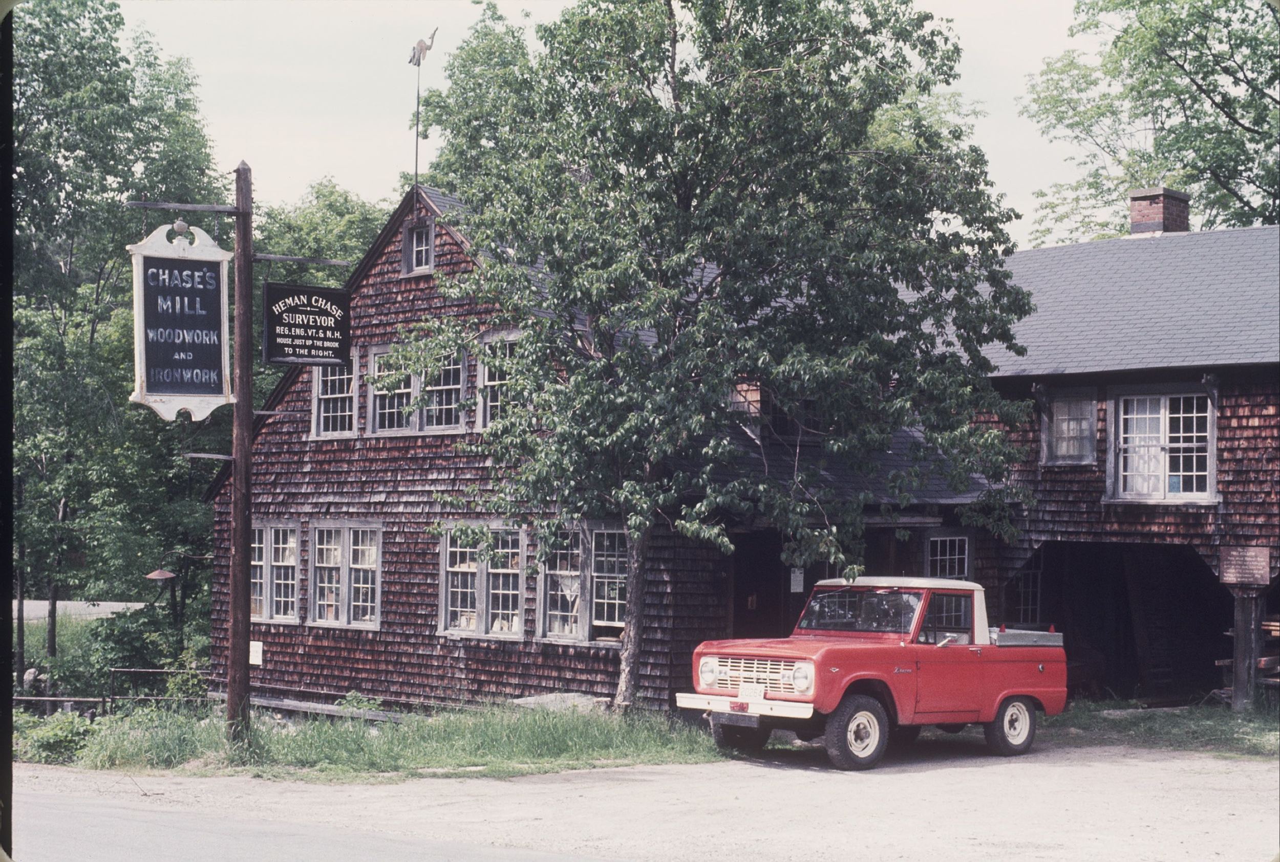 1970s - Heman's Ford Bronco truck in front of the mill