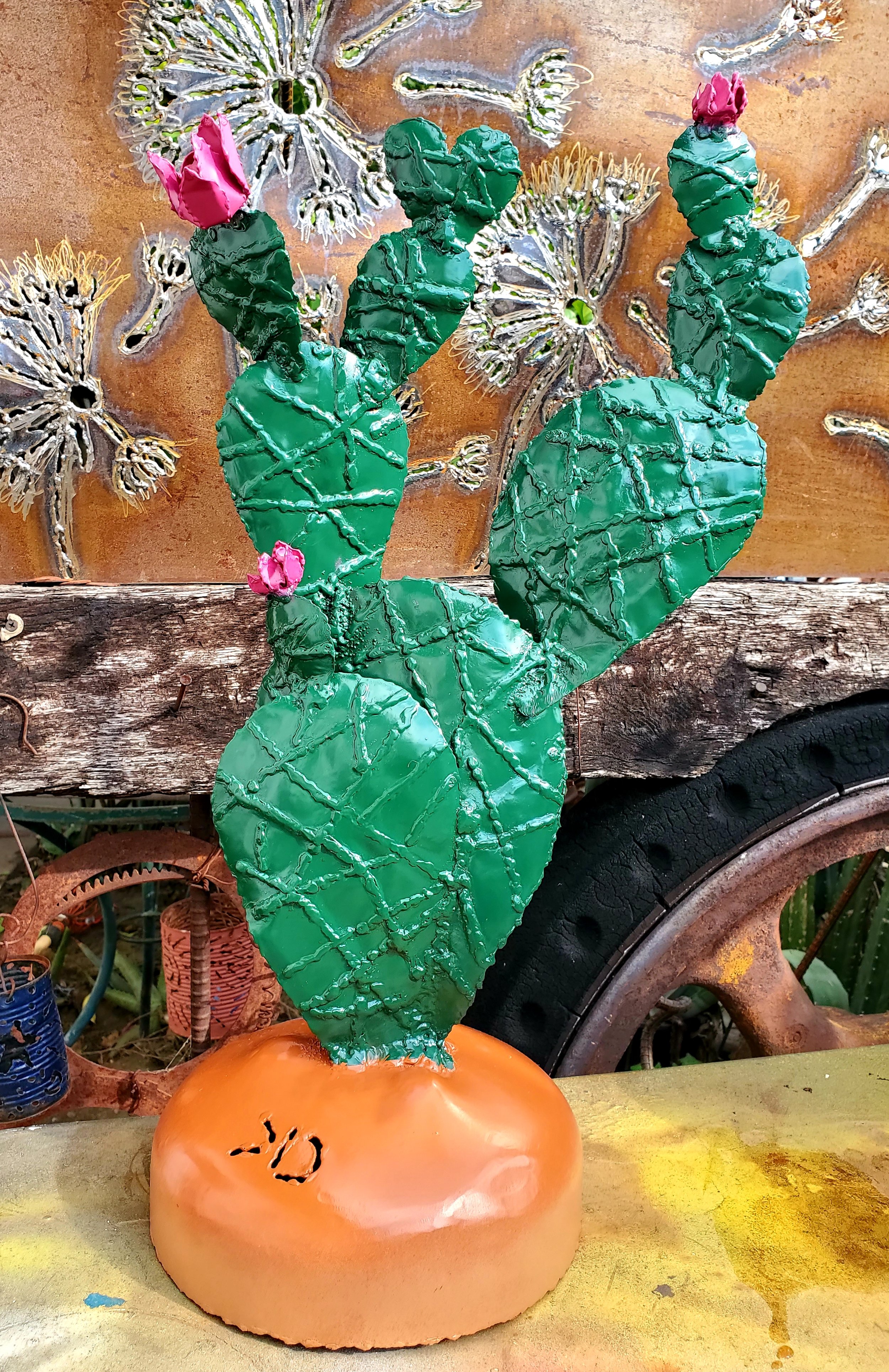 Recycled Metal Art Cactus 
