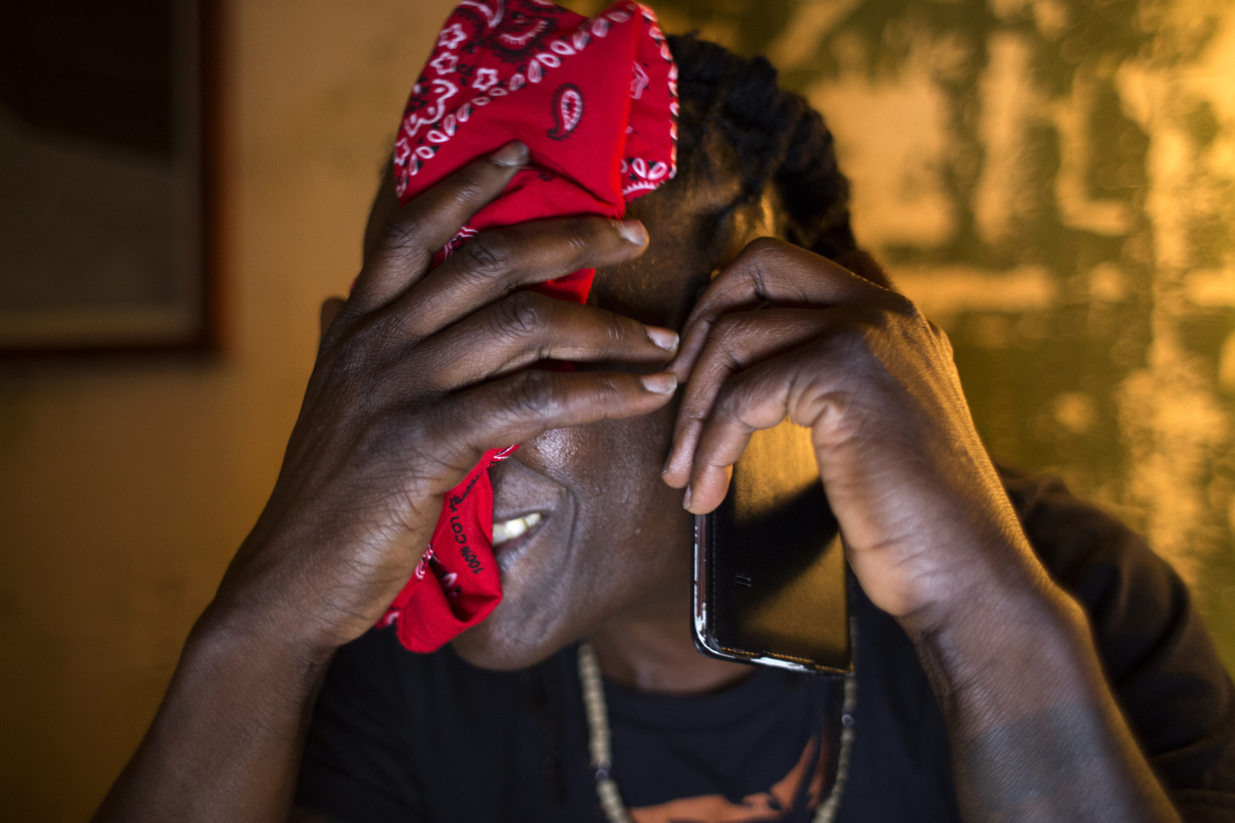  Skyler Cooper &nbsp;wipes their head from the heat of the day while working on their script of a 60 minute film in the dining room of Jacqui Naylor's house located at 194 Gough Street in San Francisco, Calif.&nbsp;Wednesday April 15, 2015. 