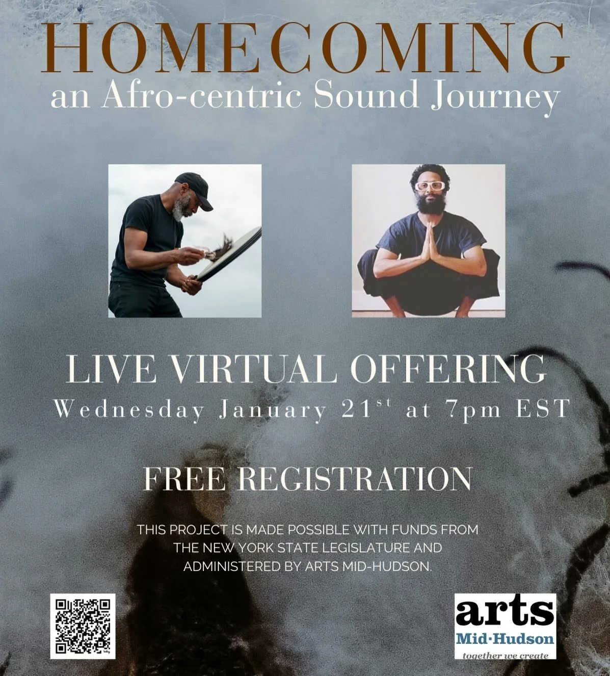 HUDSON VALLEY (FREE OFFERING)

HOMECOMING brings forgotten ancestral narratives to life through a layered blend of historically recorded African-American music, improvised live sound. 

Rooted in the power of the human voice and sound as a healing me
