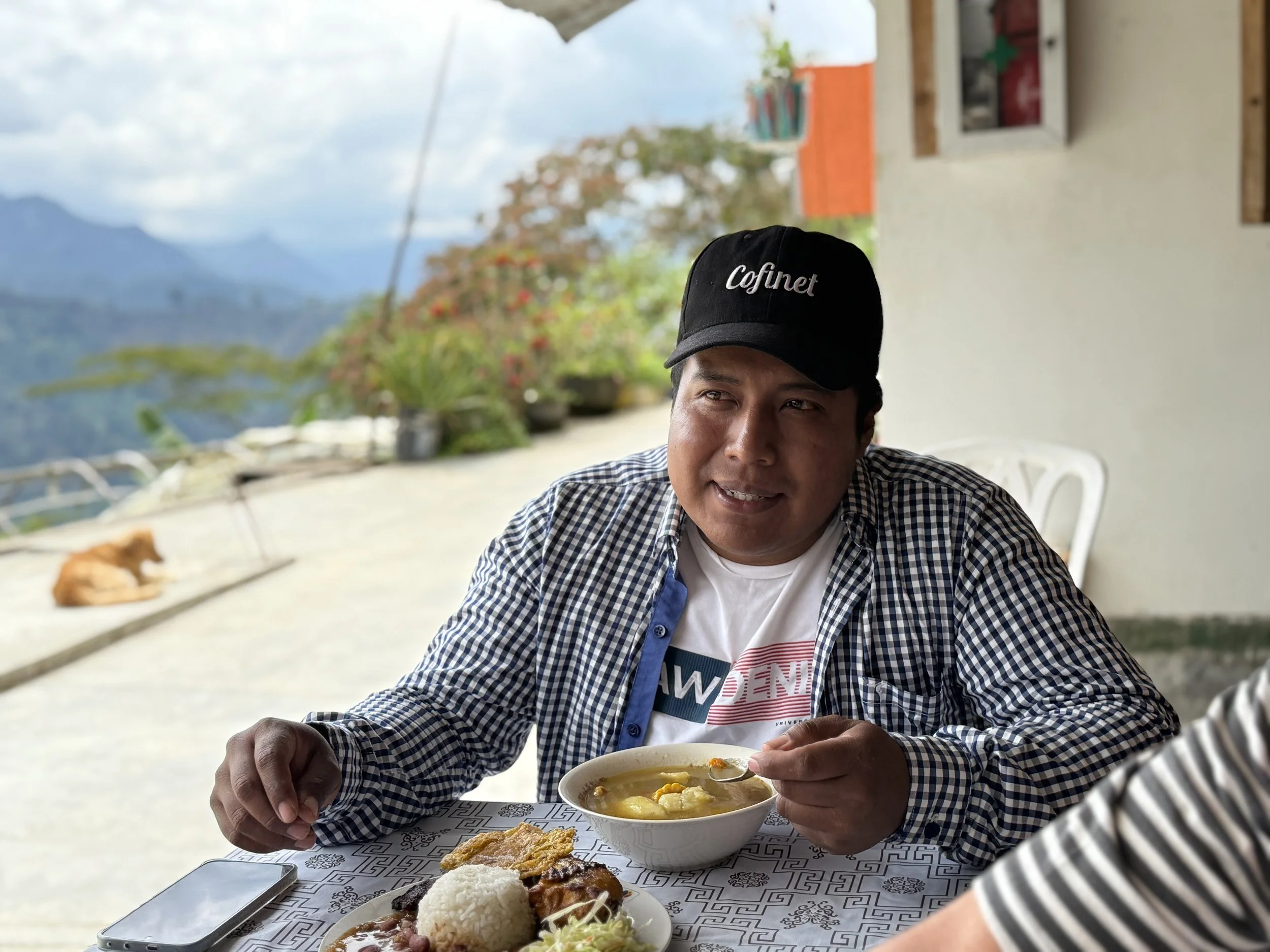 Coffee Farmer having Lunch