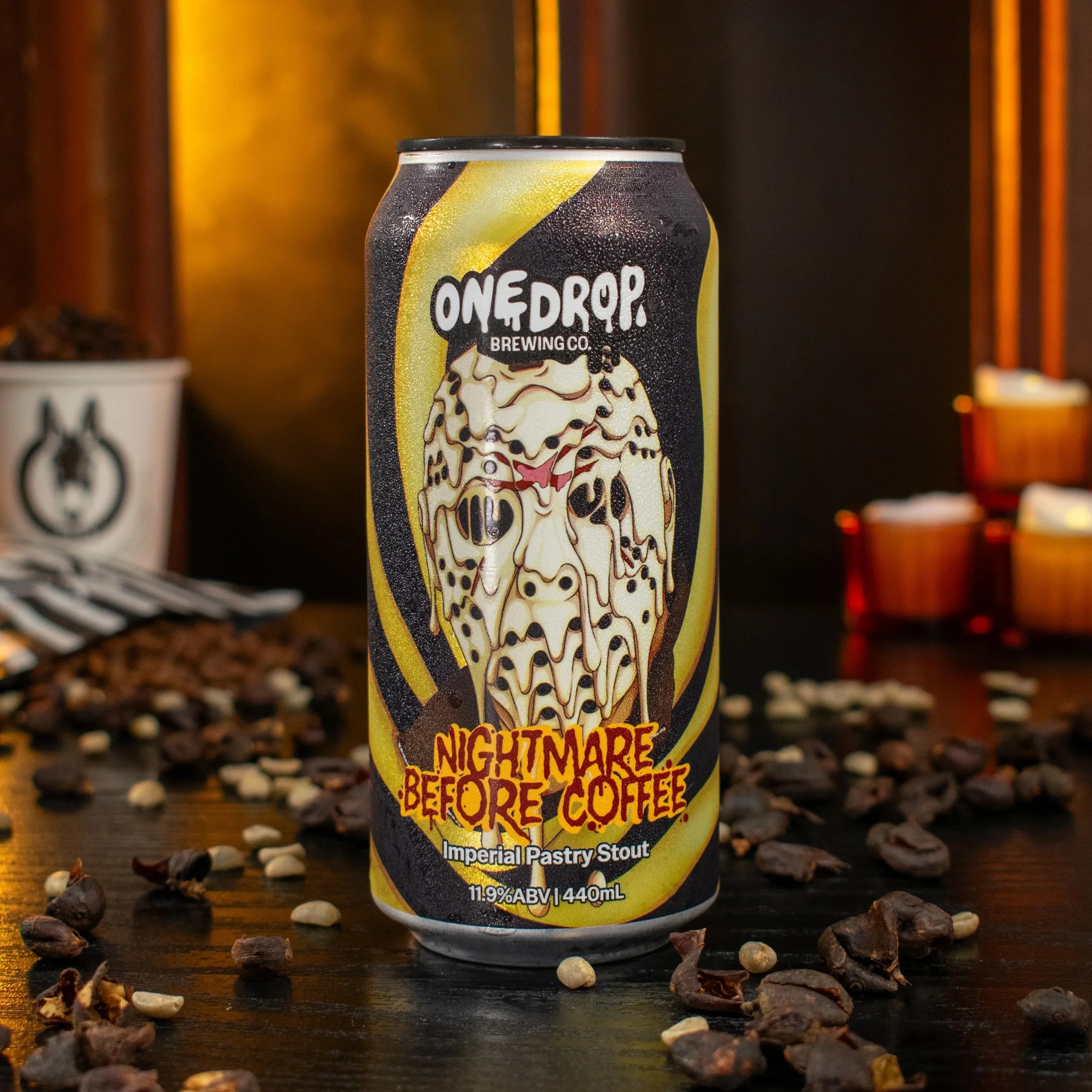 Coffee Before the Nightmare Pastry Stout can by One Drop Brewing Co. and Mule Coffee Roasters