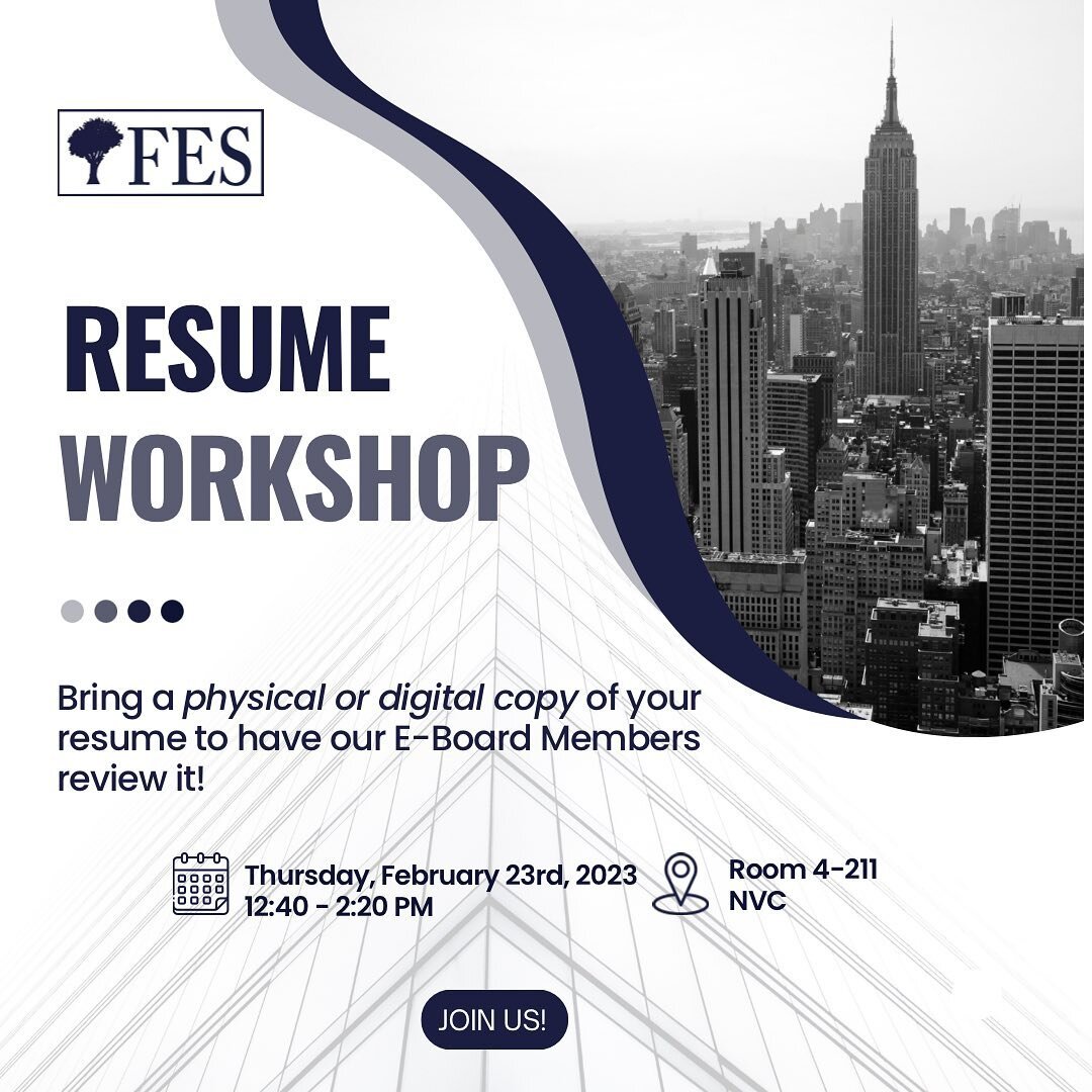 Join us this Thursday to get your resume reviewed! Please remember to bring a PHYSICAL or DIGITAL copy of your resume, ready to review!