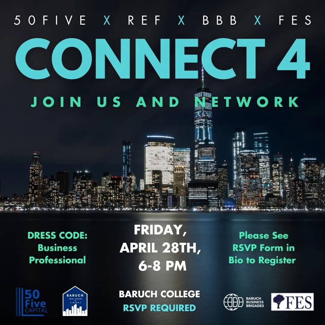 🔗 CONNECT 4

Join BBB, FES, 50Five Capital, and REF for a networking opportunity! Members of each club can engage and connect with other individuals. BBB, FES, 50Five Capital, and REF members/analysts only. 

🕴️ Business Professional Attire

⏰ When