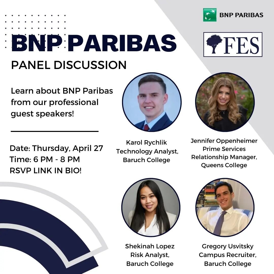 On Thursday, April 27 from 6 PM to 8 PM, we will be having a BNP Paribas Panel Discussion. Learn about BNP Paribas from our professional guest speakers. RSVP link in bio!