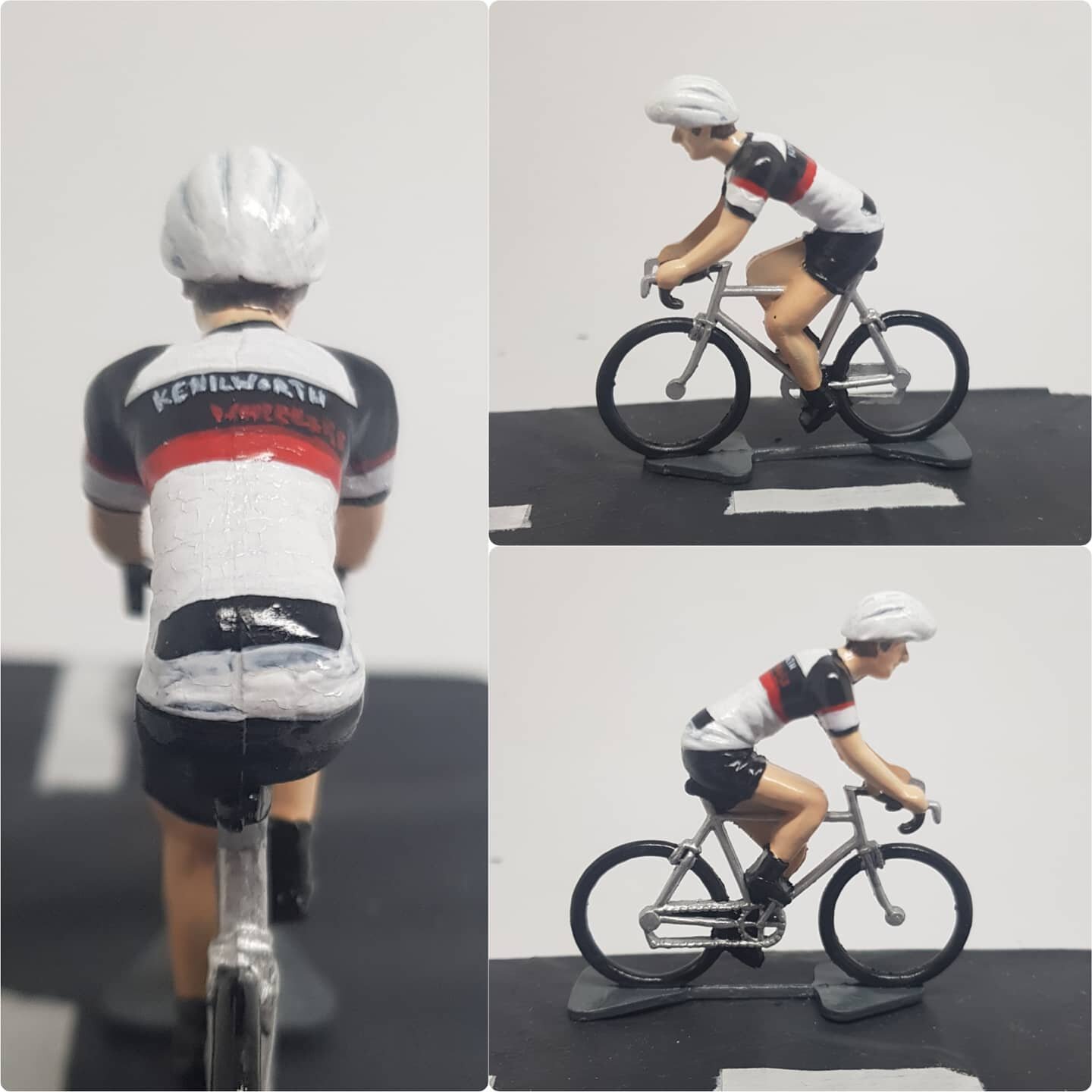 Real smart @kenilworth_wheelers Jersey with a sculpted helmet 🚴 This bespoke order was sent out with one of our small road strips, a cracking gift 🙌 #cycling #mini #cyclist #tourdefrance #tourdefrance2020 #painting #handpainted #design #miniature #