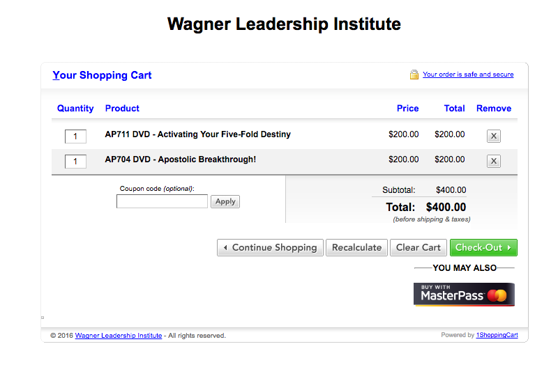 (screen shot from the wagner Leadership institute)
