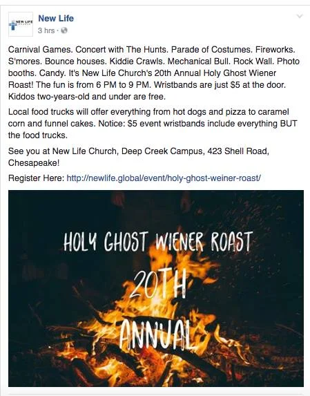 (from the New Life church facebook page)